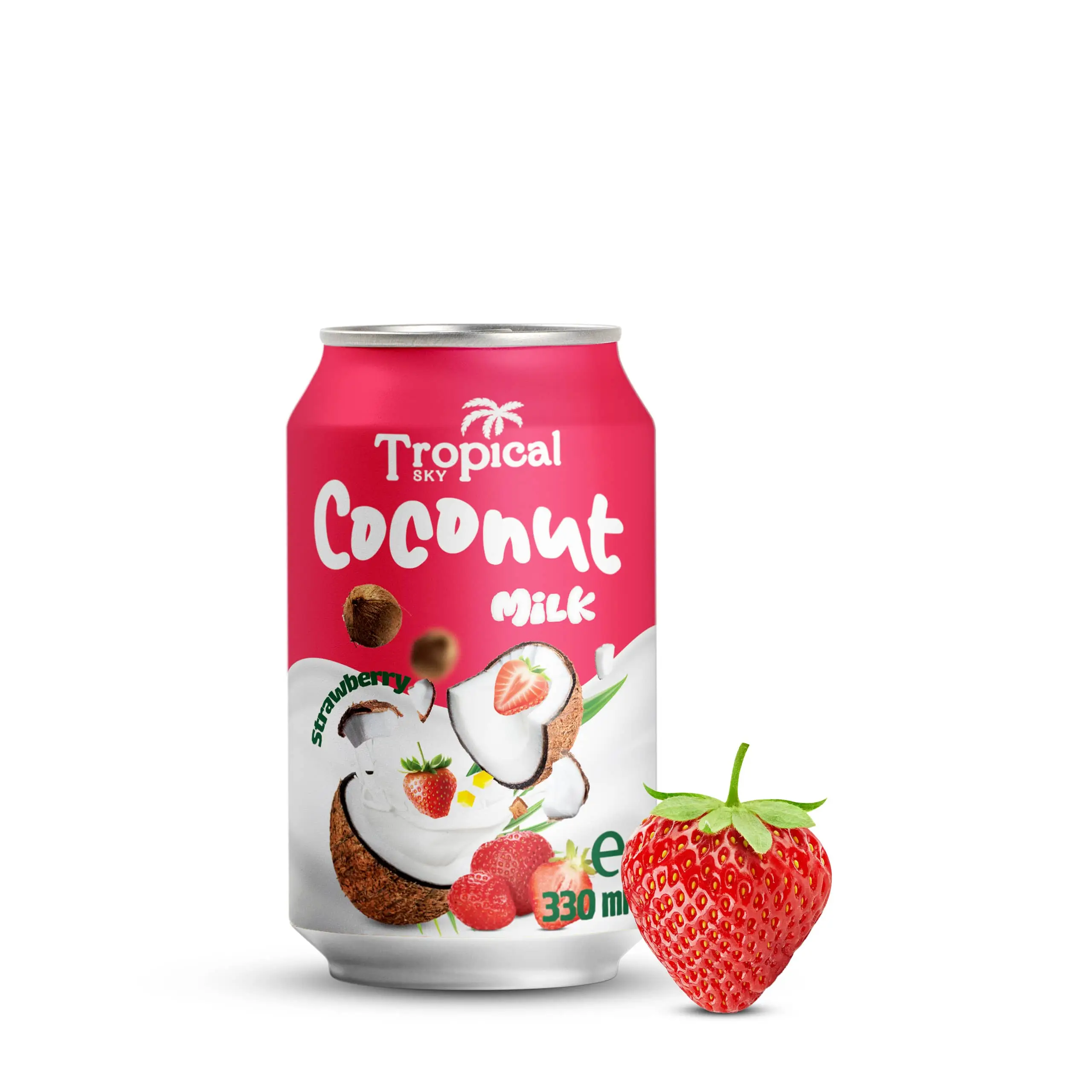 OEM supplier Coconut milk mix Strawberry juice high quality 320ml short can